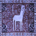 Square Machine Washable Animal Blue Traditional Rug, wshtr2363blu