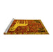 Sideview of Machine Washable Animal Yellow Traditional Rug, wshtr2363yw