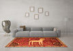 Machine Washable Animal Orange Traditional Area Rugs in a Living Room, wshtr2363org