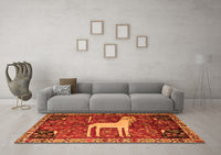 Machine Washable Animal Orange Traditional Rug, wshtr2363org