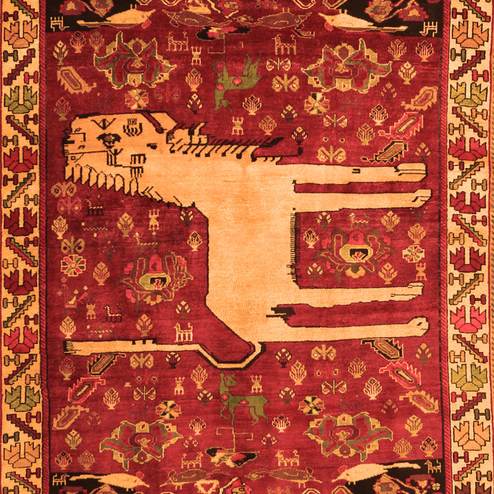 Serging Thickness of Machine Washable Animal Orange Traditional Area Rugs, wshtr2363org