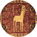 Round Animal Brown Traditional Rug, tr2363brn