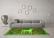 Machine Washable Animal Green Traditional Area Rugs in a Living Room,, wshtr2363grn