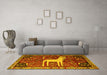 Machine Washable Animal Yellow Traditional Rug in a Living Room, wshtr2363yw