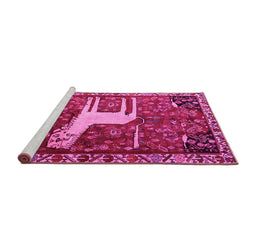 Sideview of Machine Washable Animal Pink Traditional Rug, wshtr2363pnk