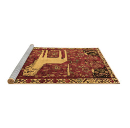 Sideview of Machine Washable Animal Brown Traditional Rug, wshtr2363brn