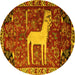 Round Animal Yellow Traditional Rug, tr2363yw