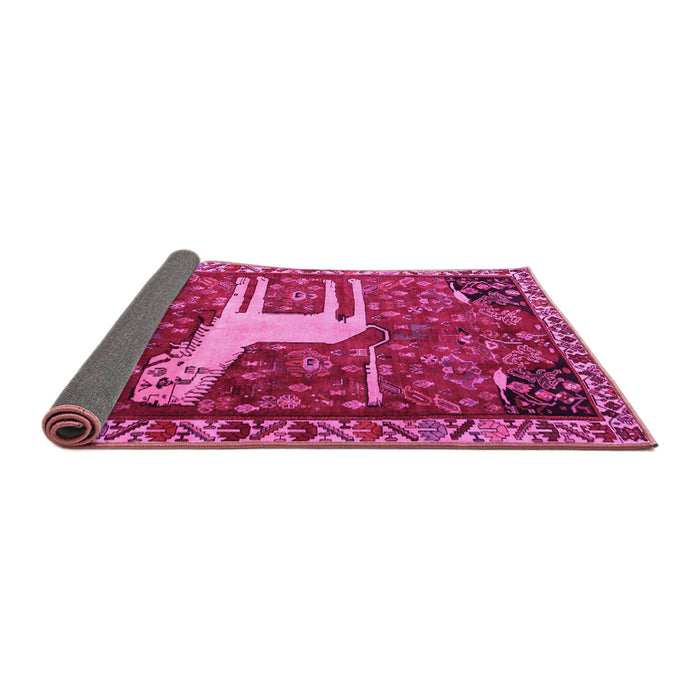 Sideview of Animal Pink Traditional Rug, tr2363pnk