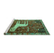 Sideview of Machine Washable Animal Turquoise Traditional Area Rugs, wshtr2363turq
