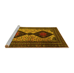 Sideview of Machine Washable Persian Yellow Traditional Rug, wshtr2364yw