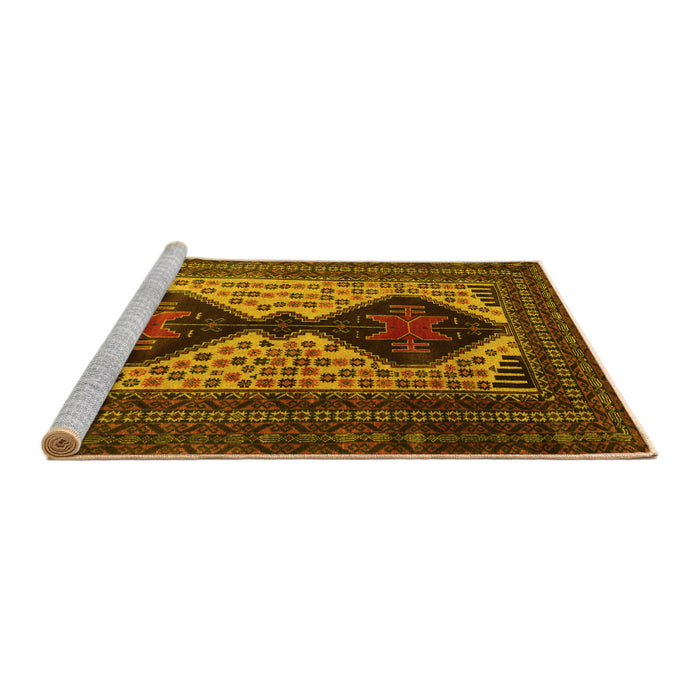 Sideview of Machine Washable Persian Yellow Traditional Rug, wshtr2364yw