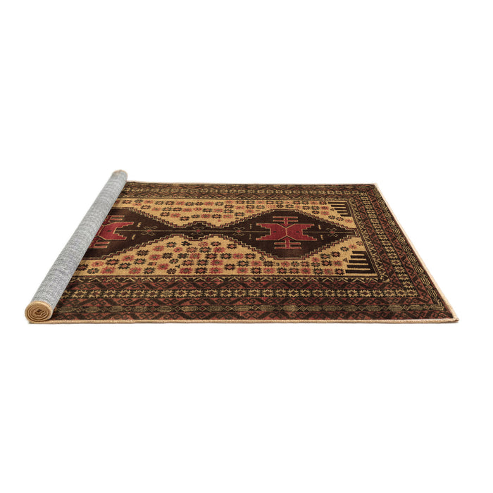 Sideview of Machine Washable Persian Brown Traditional Rug, wshtr2364brn