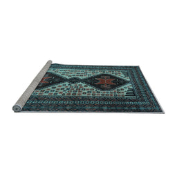 Sideview of Machine Washable Persian Light Blue Traditional Rug, wshtr2364lblu