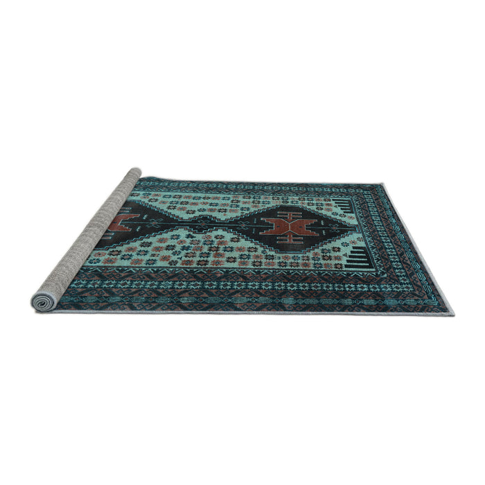 Sideview of Machine Washable Persian Light Blue Traditional Rug, wshtr2364lblu