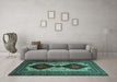 Machine Washable Persian Turquoise Traditional Area Rugs in a Living Room,, wshtr2364turq