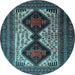 Round Machine Washable Persian Light Blue Traditional Rug, wshtr2364lblu