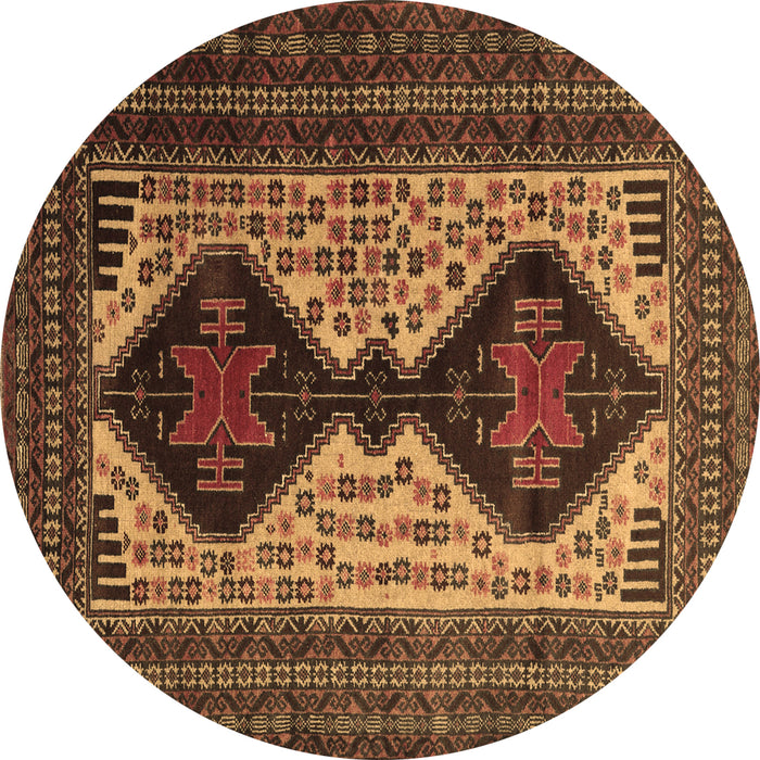 Round Persian Brown Traditional Rug, tr2364brn