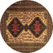 Round Persian Brown Traditional Rug, tr2364brn