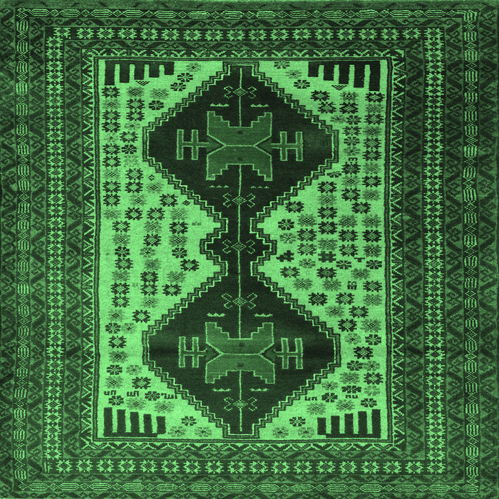 Square Persian Emerald Green Traditional Rug, tr2364emgrn