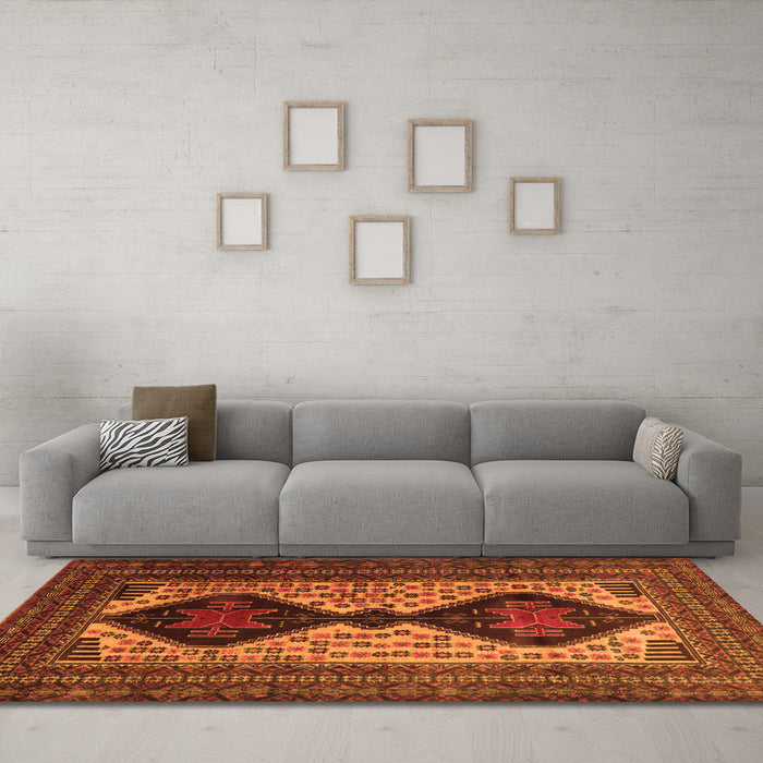Machine Washable Persian Orange Traditional Area Rugs in a Living Room, wshtr2364org