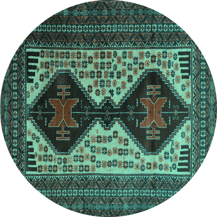 Round Persian Turquoise Traditional Rug, tr2364turq