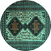 Round Persian Turquoise Traditional Rug, tr2364turq