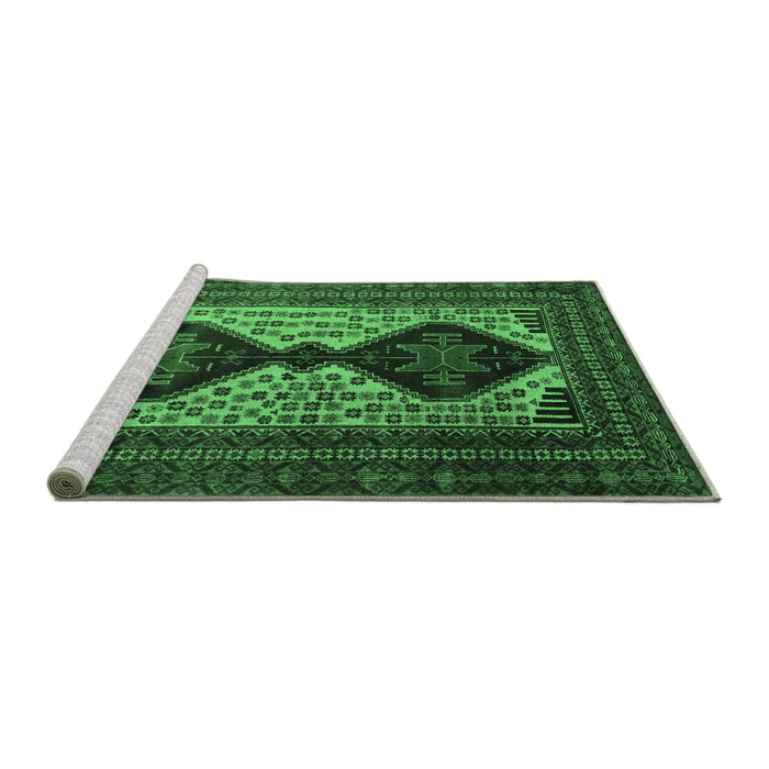 Sideview of Machine Washable Persian Emerald Green Traditional Area Rugs, wshtr2364emgrn