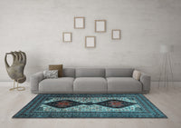 Machine Washable Persian Light Blue Traditional Rug, wshtr2364lblu