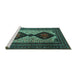 Sideview of Machine Washable Persian Turquoise Traditional Area Rugs, wshtr2364turq