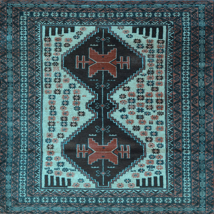 Square Machine Washable Persian Light Blue Traditional Rug, wshtr2364lblu