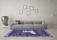 Machine Washable Persian Blue Traditional Rug, wshtr2365blu