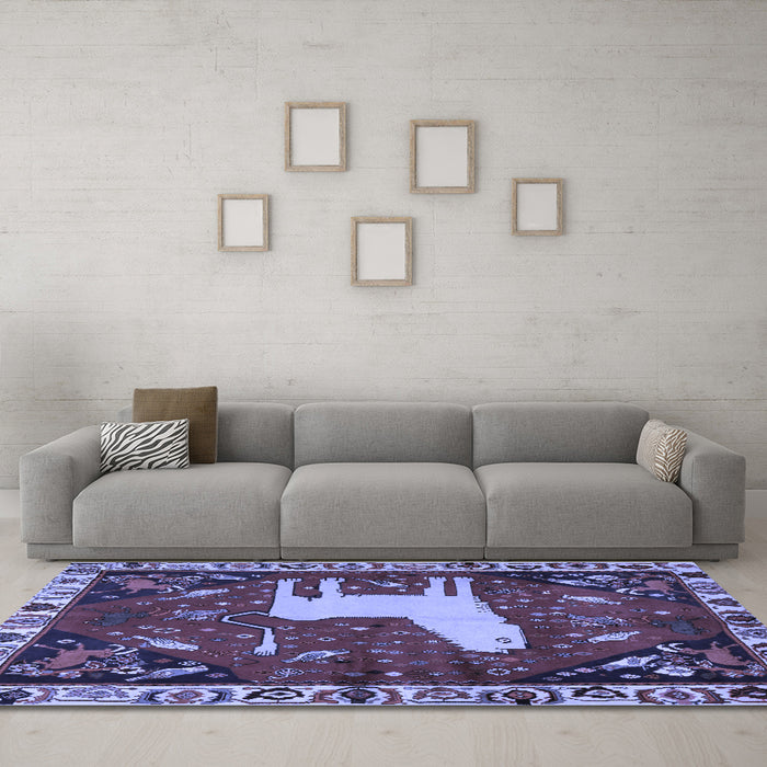 Machine Washable Persian Blue Traditional Rug in a Living Room, wshtr2365blu