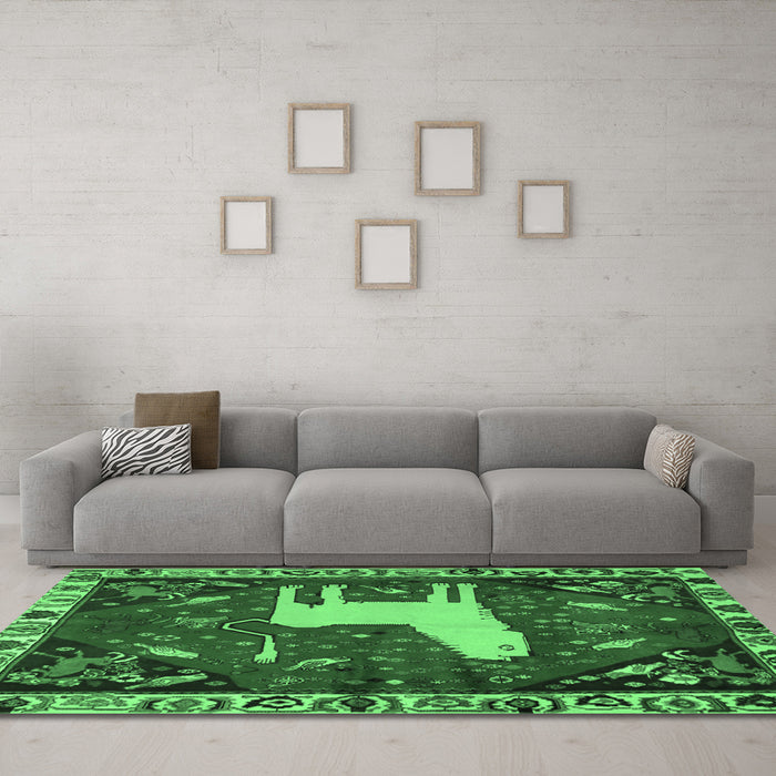 Machine Washable Persian Emerald Green Traditional Area Rugs in a Living Room,, wshtr2365emgrn