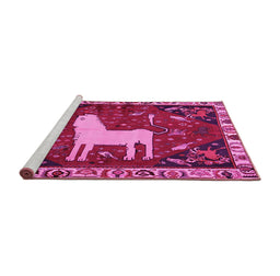 Sideview of Machine Washable Persian Pink Traditional Rug, wshtr2365pnk