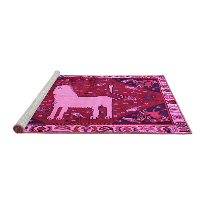 Sideview of Machine Washable Persian Pink Traditional Rug, wshtr2365pnk
