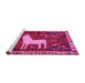 Sideview of Machine Washable Persian Pink Traditional Rug, wshtr2365pnk