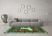 Machine Washable Persian Turquoise Traditional Area Rugs in a Living Room,, wshtr2365turq