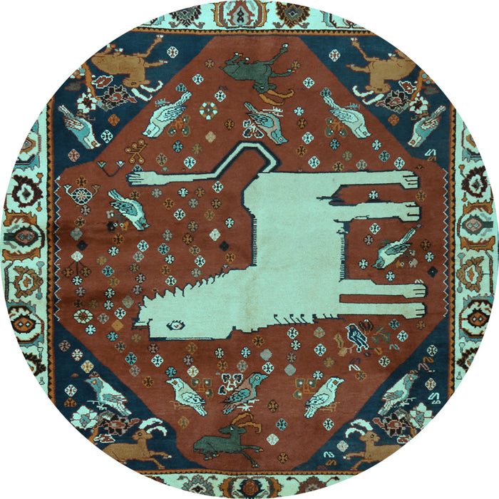 Round Persian Light Blue Traditional Rug, tr2365lblu