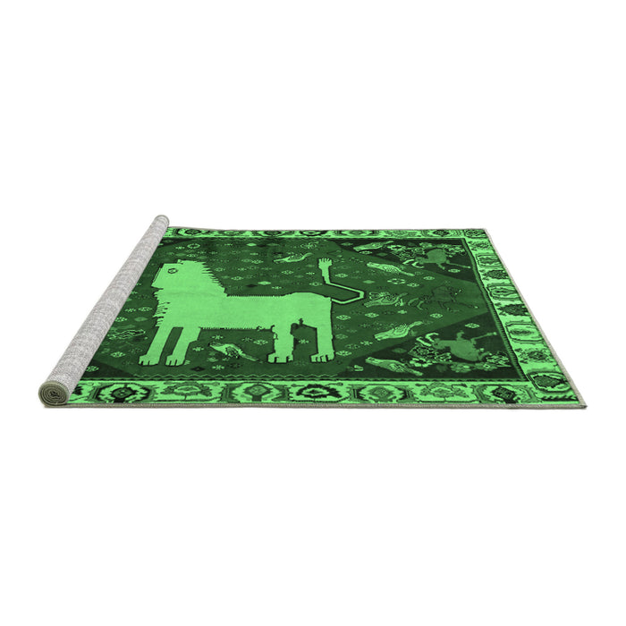 Sideview of Machine Washable Persian Emerald Green Traditional Area Rugs, wshtr2365emgrn