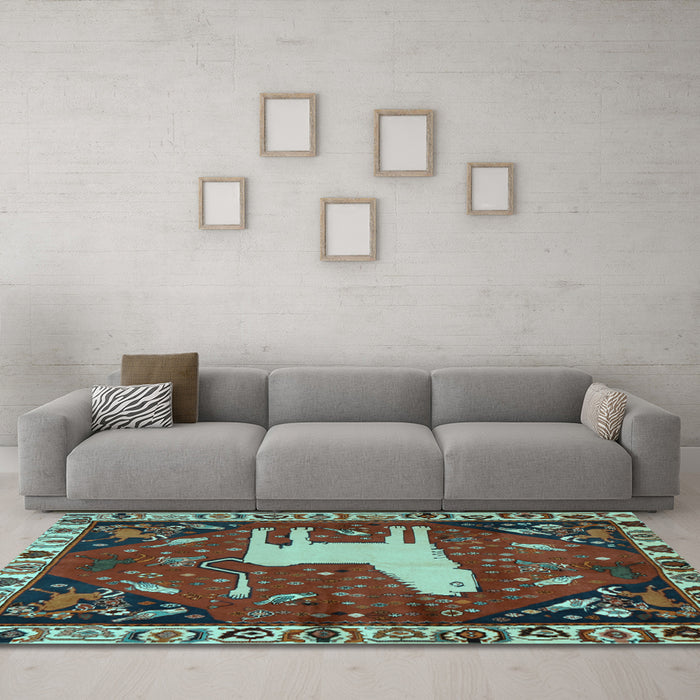 Machine Washable Persian Light Blue Traditional Rug in a Living Room, wshtr2365lblu