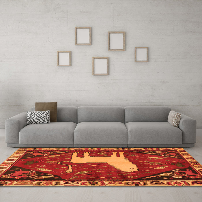 Machine Washable Persian Orange Traditional Area Rugs in a Living Room, wshtr2365org