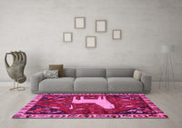 Machine Washable Persian Pink Traditional Rug, wshtr2365pnk