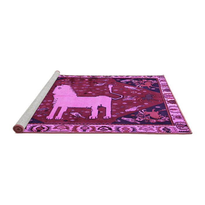 Sideview of Machine Washable Persian Purple Traditional Area Rugs, wshtr2365pur