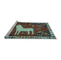 Sideview of Machine Washable Persian Light Blue Traditional Rug, wshtr2365lblu