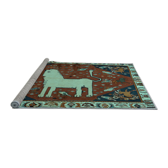 Sideview of Machine Washable Persian Light Blue Traditional Rug, wshtr2365lblu