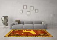 Machine Washable Persian Yellow Traditional Rug, wshtr2365yw