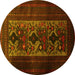 Round Machine Washable Persian Yellow Traditional Rug, wshtr2366yw