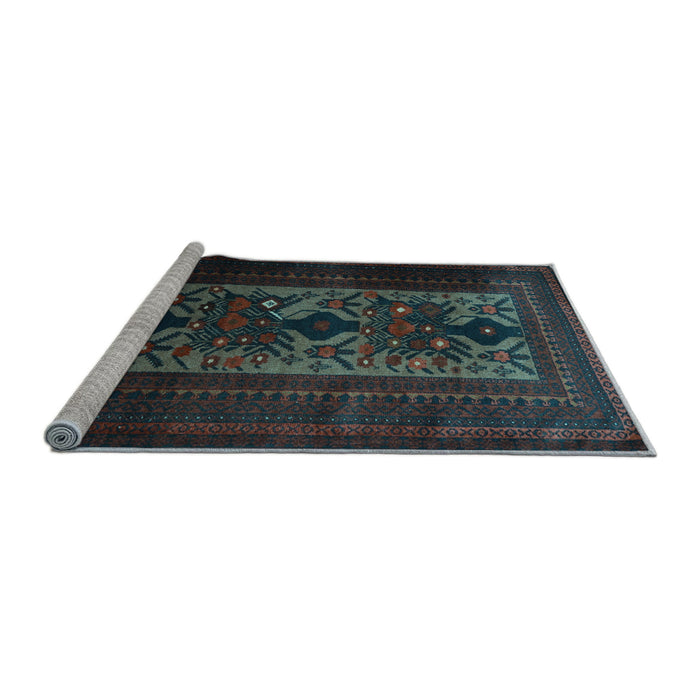 Sideview of Machine Washable Persian Light Blue Traditional Rug, wshtr2366lblu