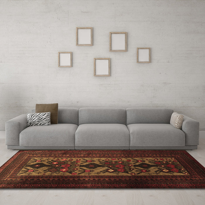 Machine Washable Persian Brown Traditional Rug in a Living Room,, wshtr2366brn