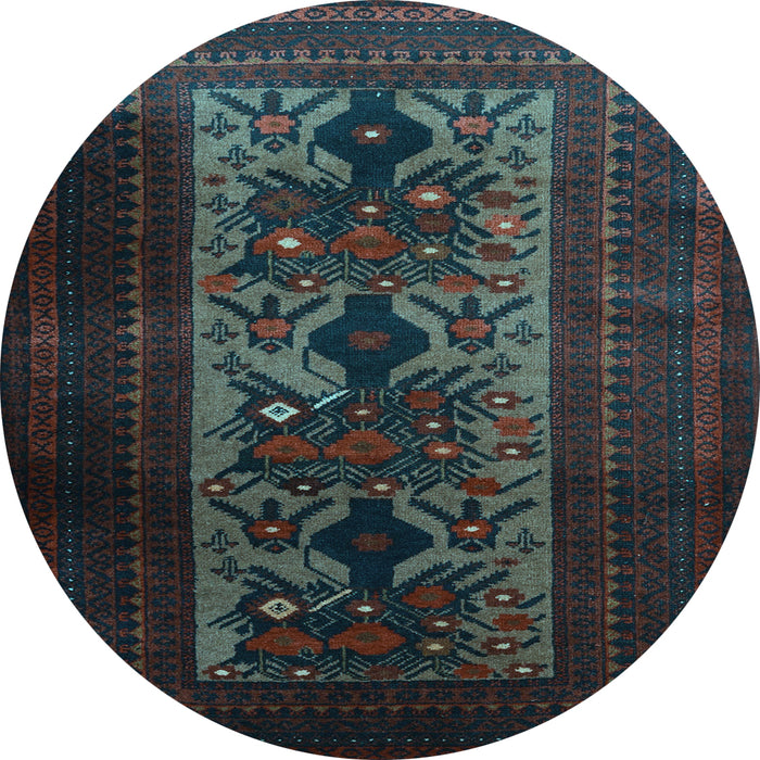 Round Machine Washable Persian Light Blue Traditional Rug, wshtr2366lblu